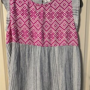 THML Pink Sleeveless Flutter Sleeve Blouse